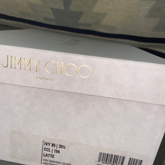 Jimmy Choo Ivy 85 heels latte croc embossed leather Slingback NWT 35.5 - Picture 13 of 14